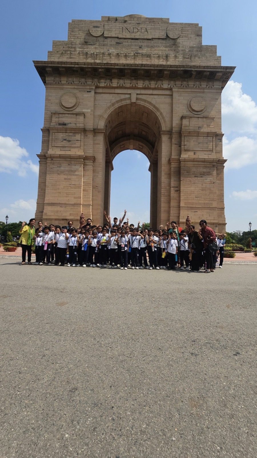 Crayon Box School students and educators at India Gate monument